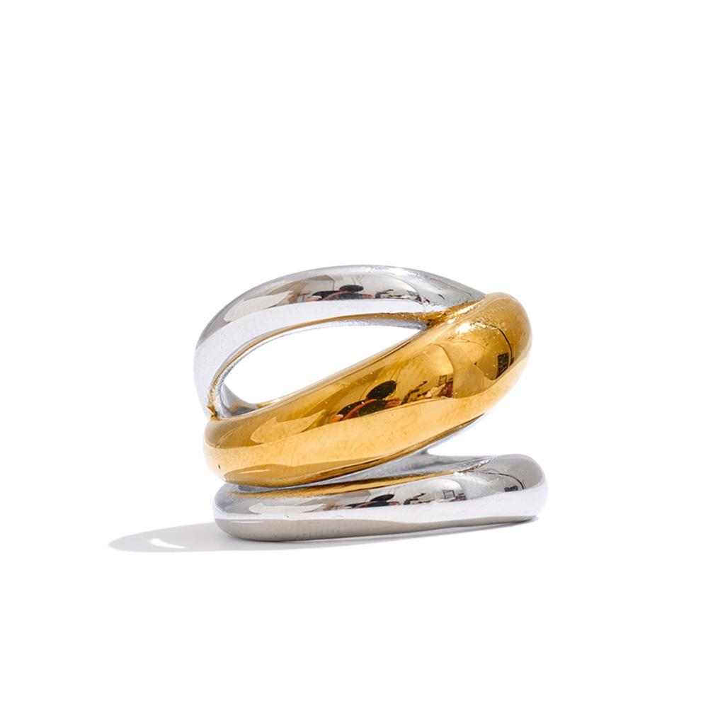 

Yhpup Size 678 New Stainless Steel Layered Geometric Cast Statement Ring Rust Proof Metal Texture Attractive Women Jewelry 8