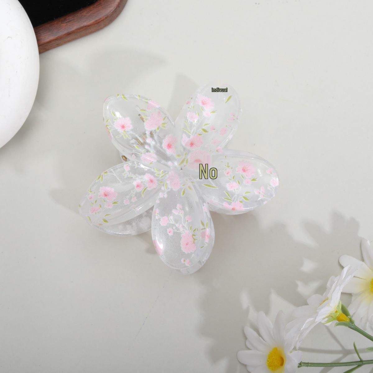 High-End Frangipani Floral Hair Claw Clip for Women