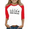 Oberteile für junge Mädchen 4-16 Jahre Rundhals 3/4-Ärmel T-Shirts Trendige Oberteile Outfit T-Shirts Weihnachtstag
