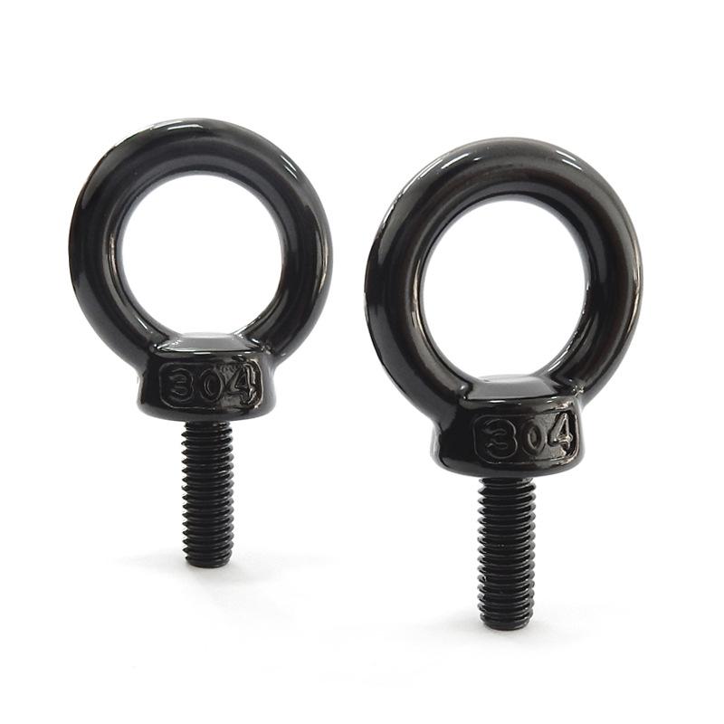 Electrophoretic Black 304 Stainless Steel Eye Bolt - O-Ring Shaped, M3-M20 Sizes