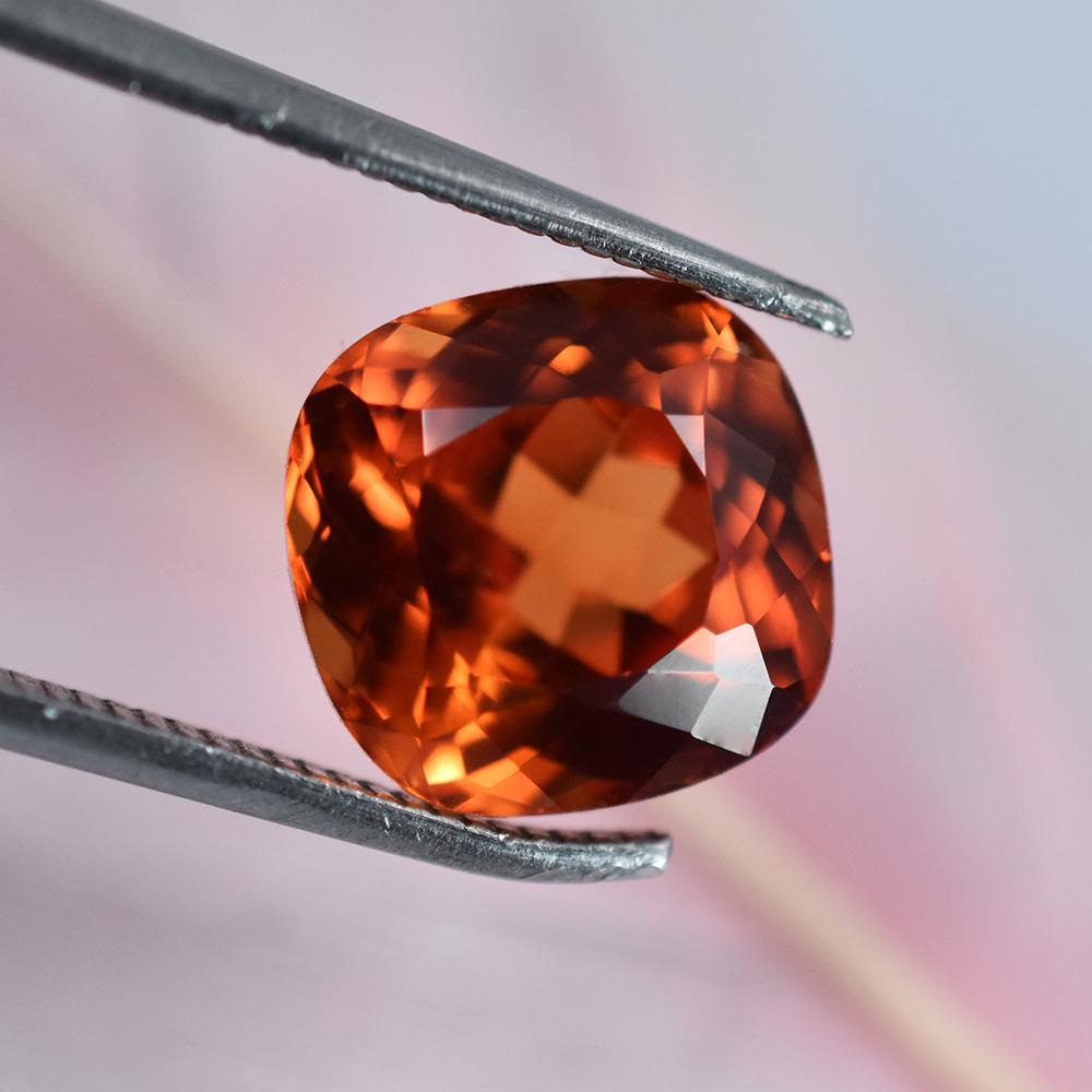 High Quality Natural 5.80 Ct Orange Sapphire Square Cushion Gemstone