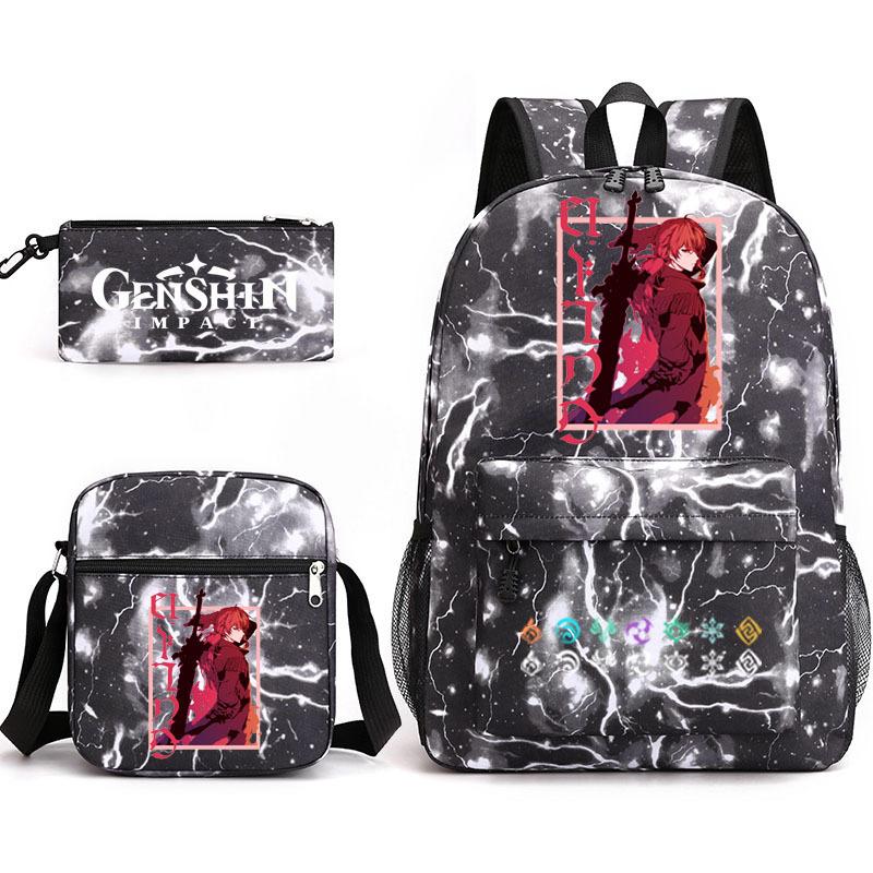 Genshinimpact Yuanshen School Bag Three-Piece Pencil Case Shoulder Bag Backpack