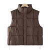 New autumn and winter solid color zipper stand-up collar short cotton vest small man wearing thin student vest jacket Cang