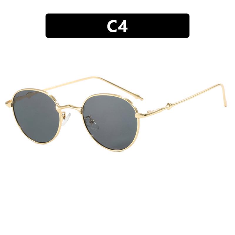 Ochelari de soare rotunzi retro din metal în stil coreean 2024 cu design stea cu patru petale