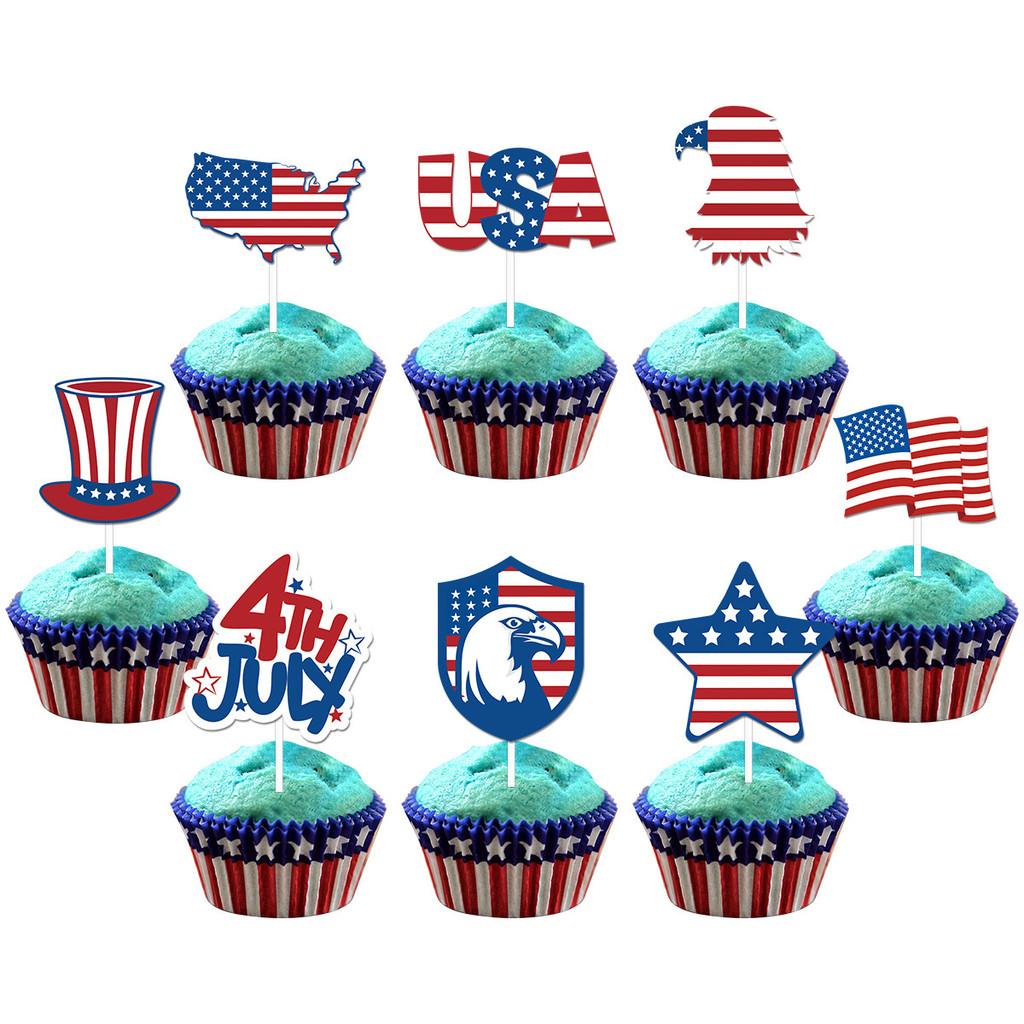 Usa Day Independence Flag Cake Insert Card For Party Table Dessert Decoration