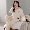 Pajamas Women'S Autumn And Winter Long-Sleeved Island Fleece High-End Fleece Thickened Coral Fleece Spring And Autumn Loungewear