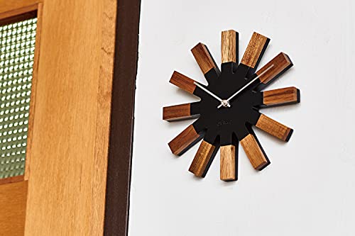Interform Wall Clock Vielco Black Scandinavian Wood W25 x H25 x Sweep Movement CL-2949BK D2.5cm