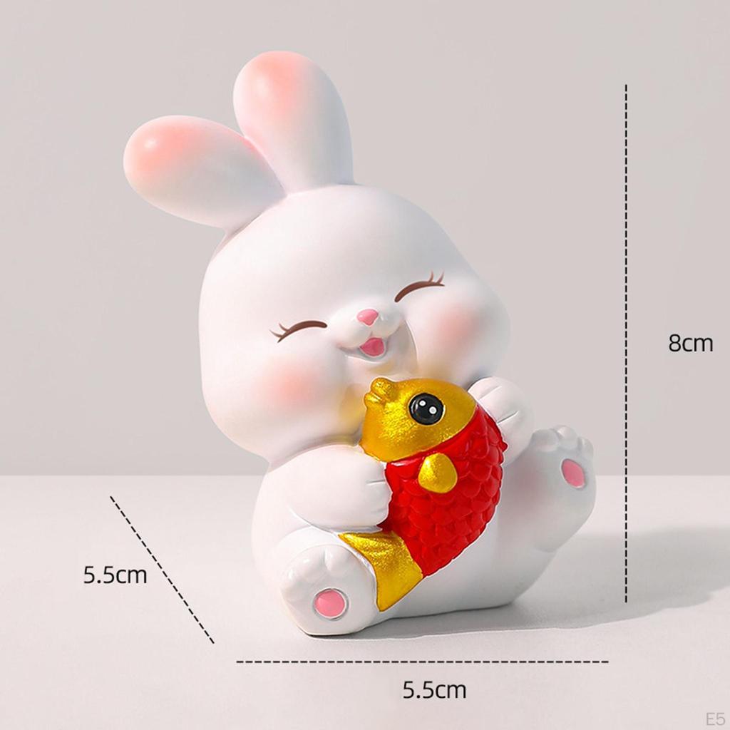 Statue Bunny Figures Decoration Sculptures for Living Room Office Lantern Festival Housewarming