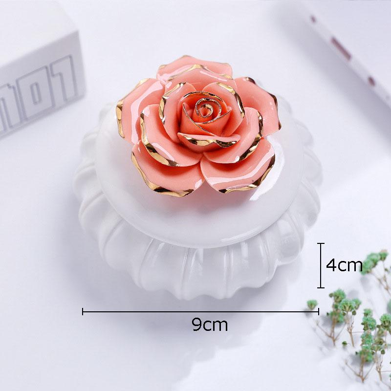 Gilded Flower Decorative Storage Tank Tea Canister Rose Flowers Ceramic Storage Jar and Lids Candy Pots Porcelain Candy Pots