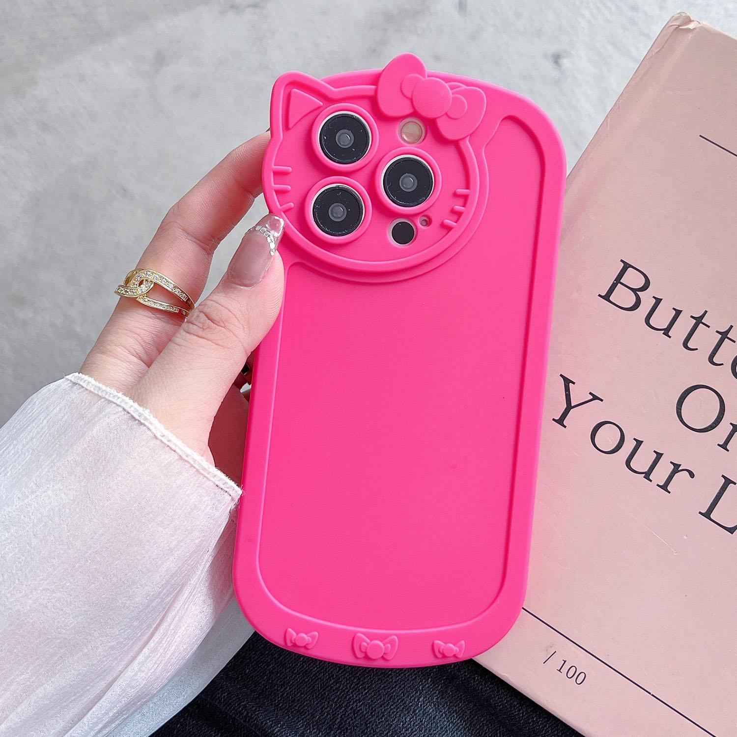 

Для чехла iPhone 14 Pro Max 3D Животное Китти TPU Чехол для телефона Точные вырезы Rose