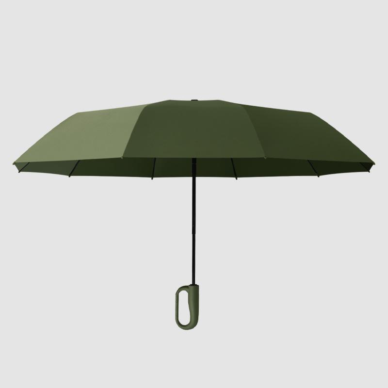 10-Bone Three-fold 280t Bumper Cloth Automatic Forward Umbrella Ring Buckle Handle Men's Umbrella