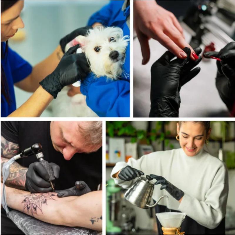 20/100PCS Black Nitrile Gloves Disposable Hair Grooming Gloves for Pet Care Household Cleaning Kitchen Beauty Nail Powder Free