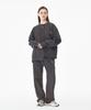MOZMOZ Reverse Asymmetrical Cut Terry Heavy Brushed Sweatshirt Charcoal