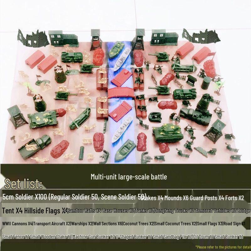 80s Nostalgic Toy Soldiers Sandbox Set: WWII Model Tank Battle for Kids