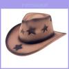 Cowboy Fedora Hat With Fivepoint Star Paint For Men Women Summer Winter