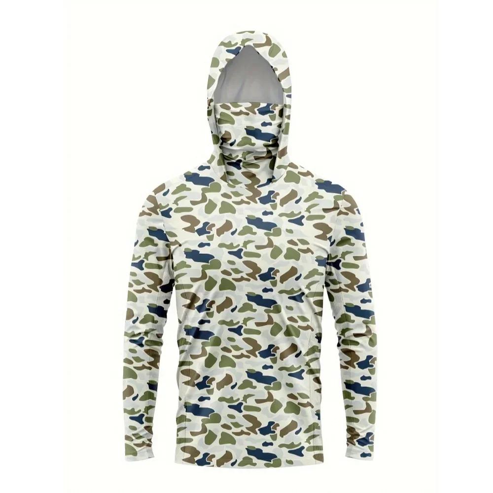 Quick-dry Breathable Long-sleeved Fishing Suit with Hoodie and Dust-proof Mask for Outdoor Fishing Jersey
