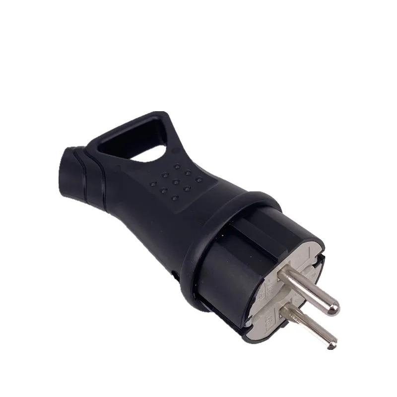 EU Gumová Vodotěsná Zásuvka Zástrčka Elektrický Uzemněný Evropský Konektor s Krytem IP54 pro DIY Napájecí Kabel 16A 250V