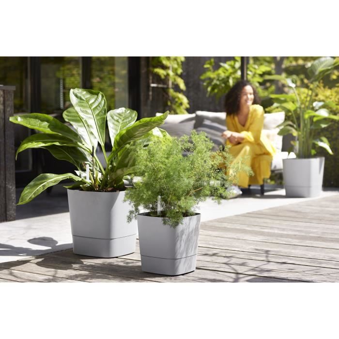 ELHO Pot De Fleur Carré Greensense Aqua Care - Ø 29,5 X H 30,2 Cm - 15 L - Vert Jungle