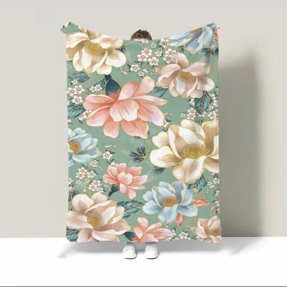 Interior for Home Beauty Flowers Fleece Throw Blanket Sofa Winter Thermal Blankets for Bed Blanket 150cm X 200cm Beach Towel