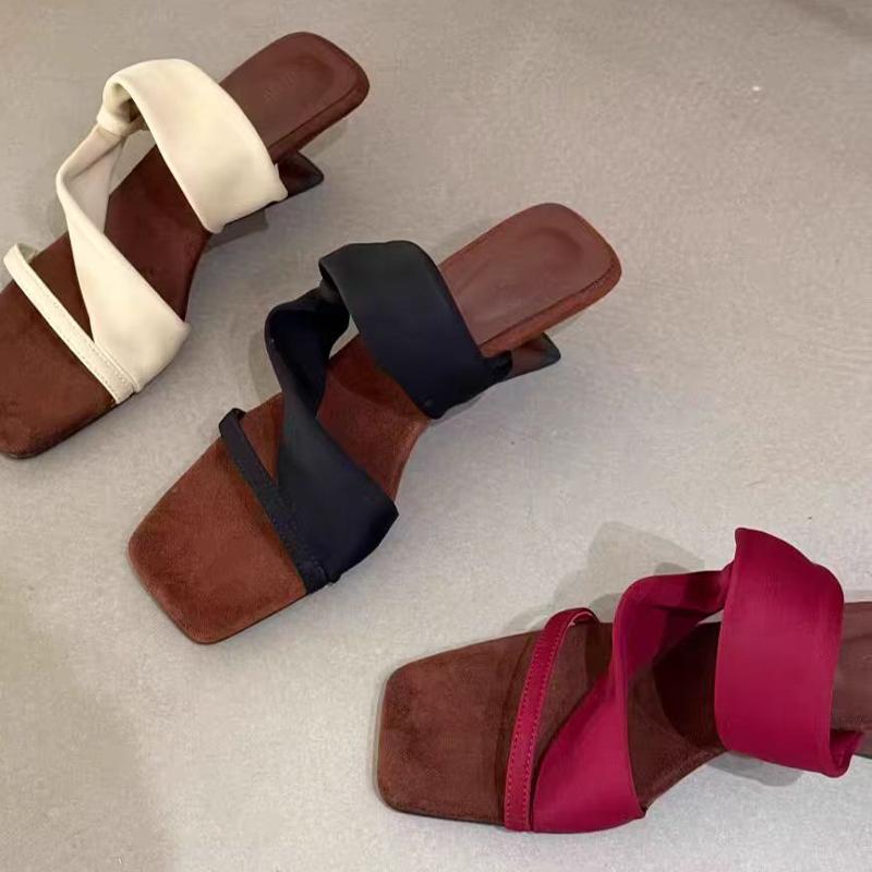 Women Slippers Mid Heels Designer Shoes New Woman Sandals Summer 2025 Dress Casual Pumps Luxury Sexy Sandalias De Mujer