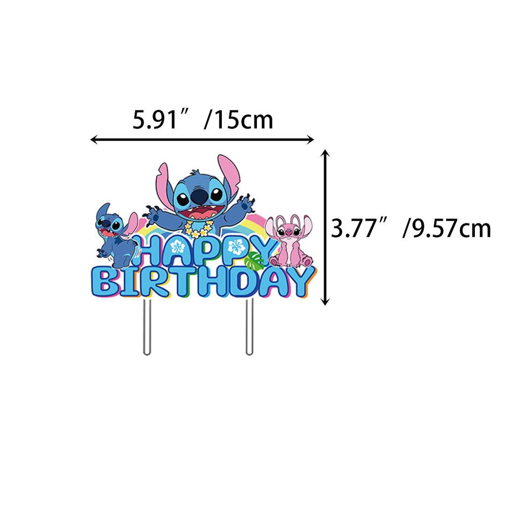Birthday Stitch Theme Cake Inserts Set With Paper Decor For Celebration Events