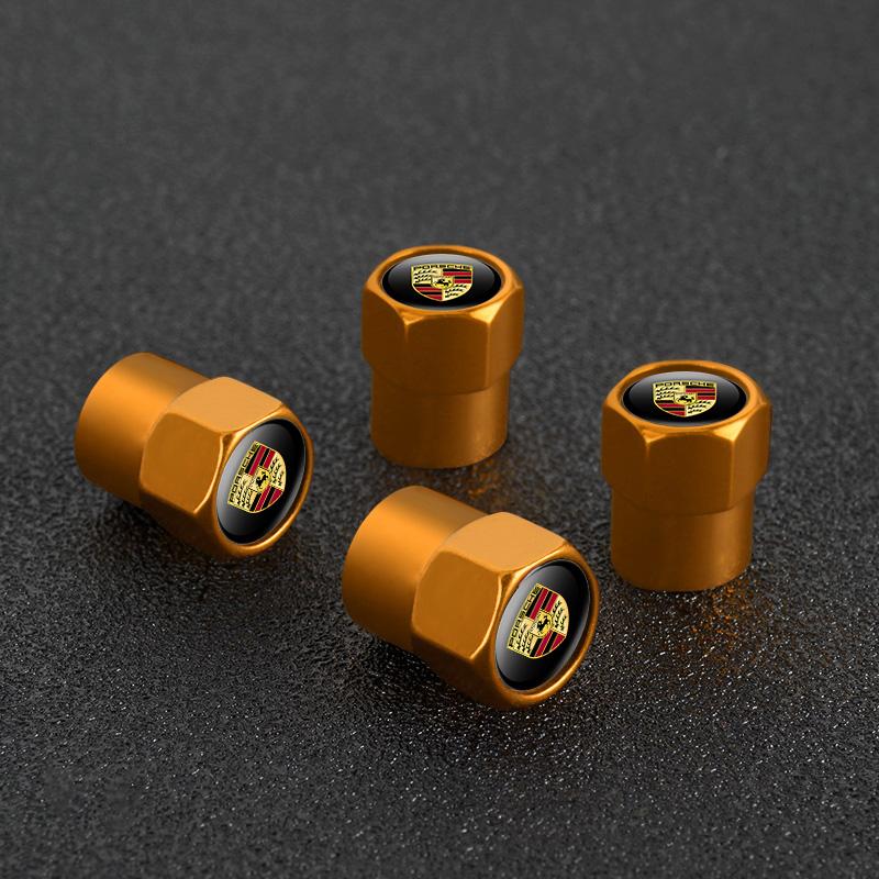 4PCS Car Wheel Tire Valve Cap Tyre Stem Cover For Porsche Cayenne Carrera 928 Panamera Boxster Macan Auto car decal Accessories