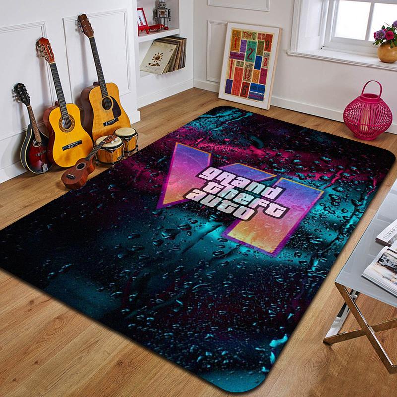 G-Grand Theft Auto Gedruckter Teppich Mode Yogamatte Schlafzimmer Dekoteppich Wohnzimmer Dekorative Bodenmatte Geburtstagsgeschenk