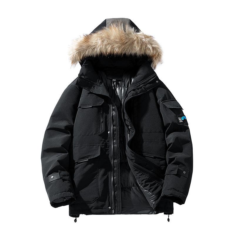 Padded Jacket Down Padded Jacket New Autumn and Winter Sweater Collar Padded Jacket Men's Thickened Jacket Medium and Long