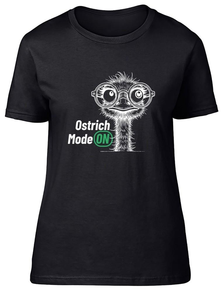 

Ostrich Mode ON Funny Joke Womens T-Shirt Ladies Gift Tee 2XL