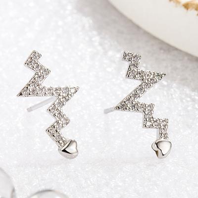 Love Electrocardiogram Stud Earrings Fashion Stud Earrings Personality Trendy Earrings Femininity Fashion Ear Jewelry