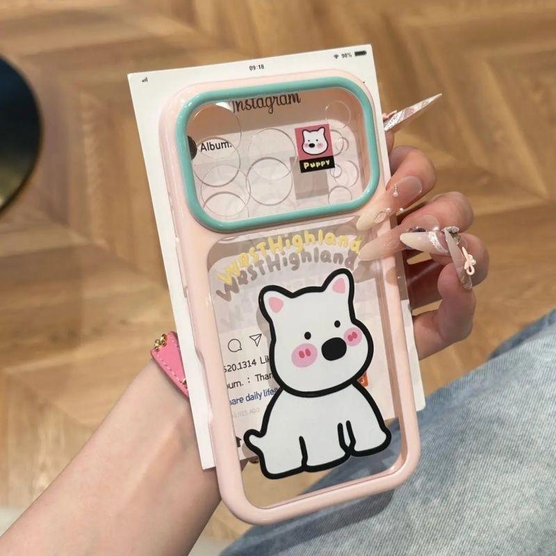 Contrasting color starlight shell cartoon animal for iphone17promax/16pro mobile phone case 14/15/13/16