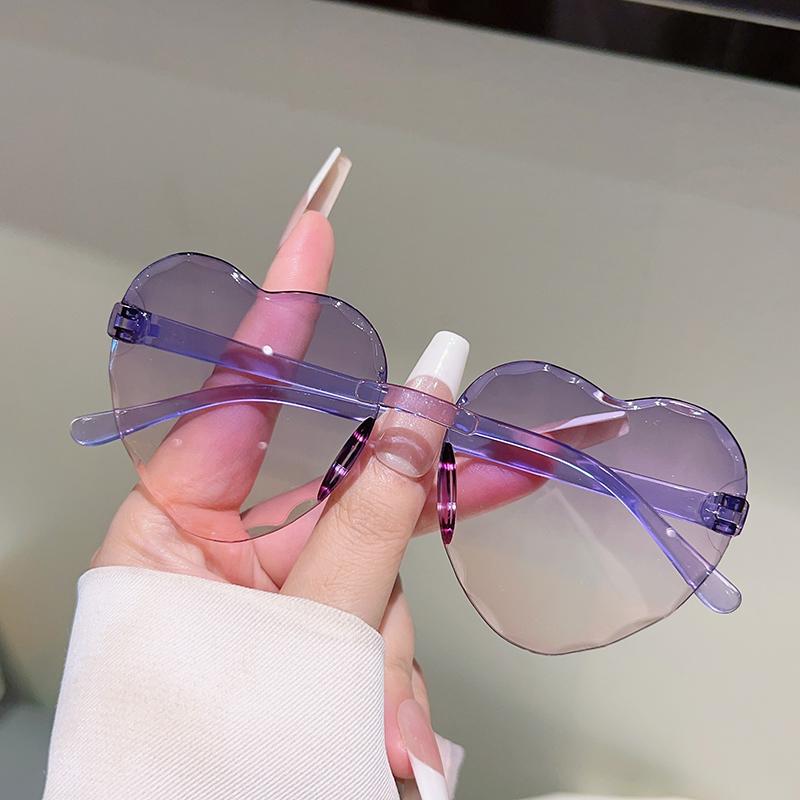 1/6 Pcs Rimless Heart Shaped  Sunglasses for Kids  New Cute Multi-color Children Shades Ins Trendy Design Decor Sun Glasses