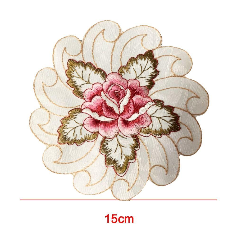 Embroidery Flower Cup Pad Flower Pattern Doily Tablecloth Placemat  Table Decoration