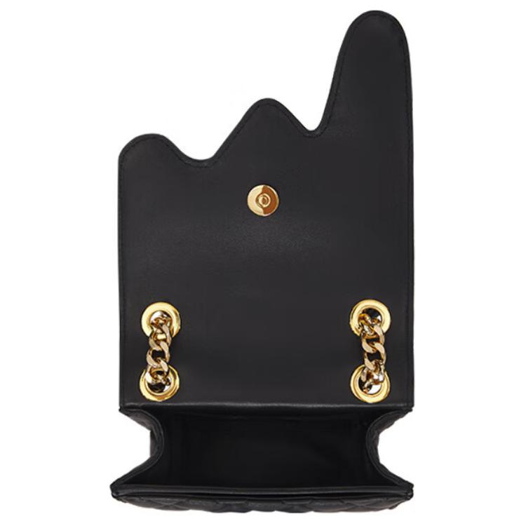 Moschino Creative Magnetic Closure Diamond Pattern Leather Tote Shoulder Bag Women bags Black A75438002-1555