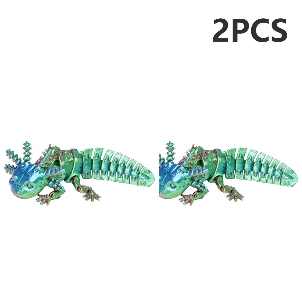 2pcs 3D Printed Axolotl Desk Toy Collectible Articulated Figurine Desk Toy Articulated Axolotl Stress Relief Home Desktop Decor