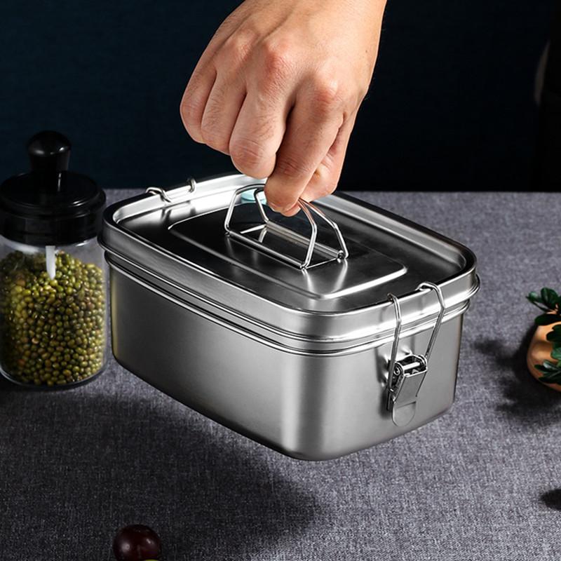 304 Stainless Steel Bento Lunch Box for Kids Adults Portable Double Layer Sealed Food Storage Containers for Work Picnic Tablewa