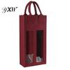 Thick Felt Wine Carrier Double Bag with Portable Handle Shockproof Heavy Duty Glass Bottle Packaging Reusable Champagne Beer Tote Handbag Gift Red