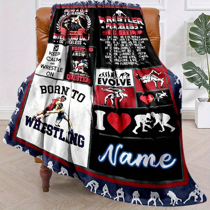 Wrestler Customize Your Name Blanket Used For Chair Office Sofa Bed Camping Soft And Warm Giving Friends And Relatives Birthday Gifts Graduation Gifts