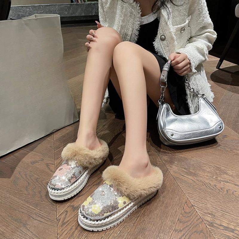 Neuer Stil von warmen und faulen Hausschuhen mit Kopfbedeckung Damenschuhe und Halbschuhe