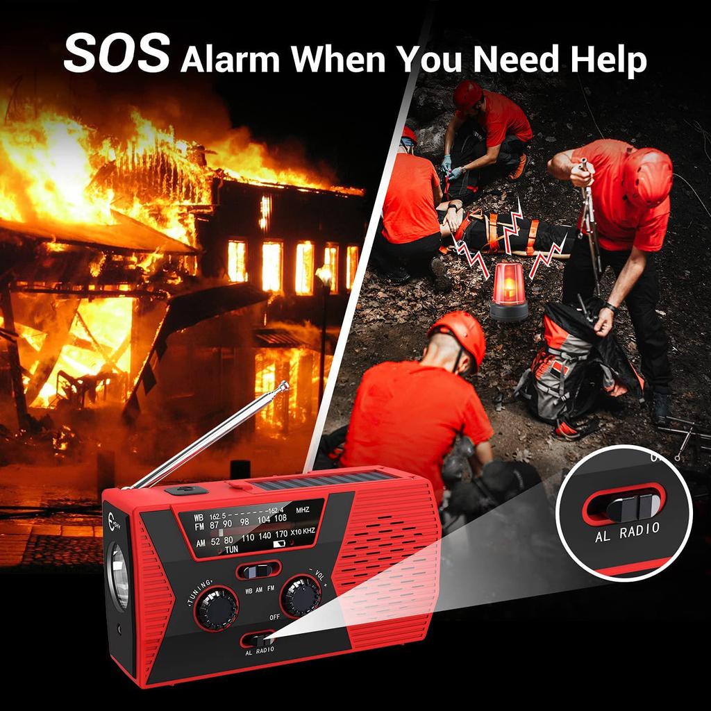 Multifunction Solar Hand-Crank Emergency Radio with Mobile Charging