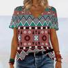 Ethnic Style Geometric 3D Printed Women's Street V-neck Short Sleeved T-shirt