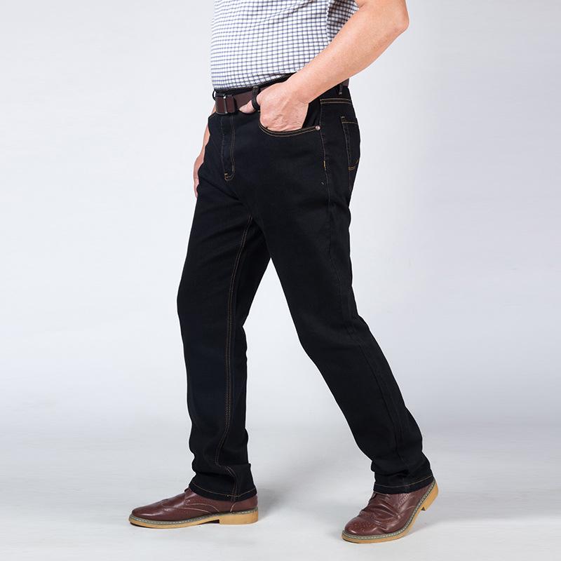 Large Size Jeans Men Straight High Waist Elastic Loose Spring Middle-aged Large Size Men's Trousers