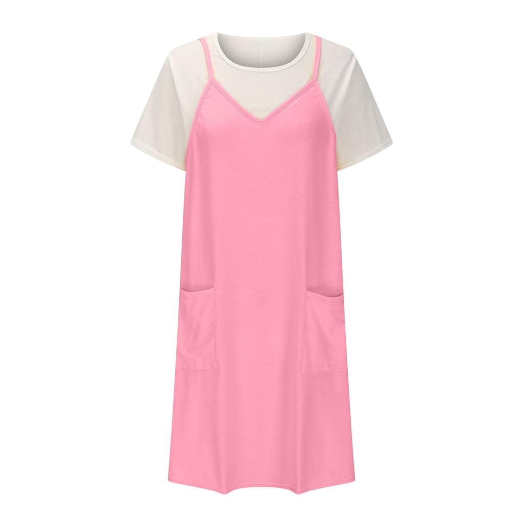 Fasjonabel dame lomme falsk todelt seler skjørt