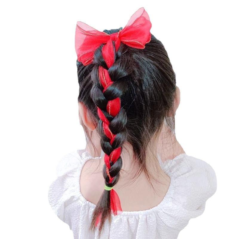 2PC Girl Horsetail Bow Hair Accessories Spinka do włosów Długa wstążka Spinka do włosów Akcesoria do włosów