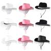 Pink West Cowboy Hat Western Cowgirl Women Girls Rhinestones Cowgirl Hat Carnival Party Cap West Costumes for Adults