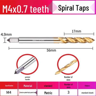 Jundingying M4*0.7 Spiral Titanium Tap Drill Bit