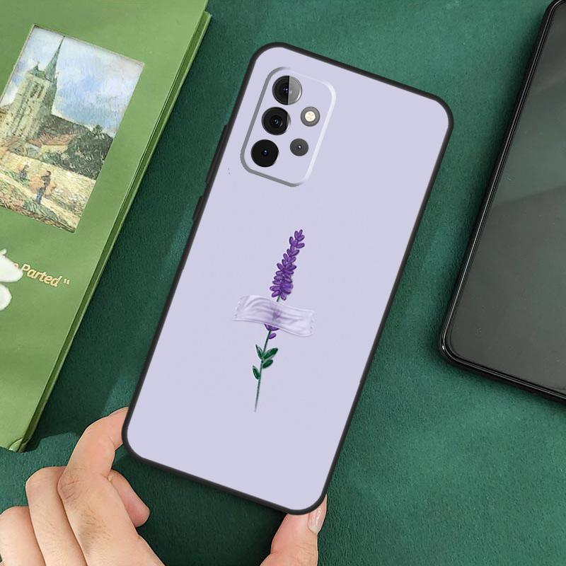 Lavender Purple Flowers Soft Cover For Samsung Galaxy A54 A53 A73 A13 A71 A51 A14 A52 A32 A12 A22 A52S Back Case