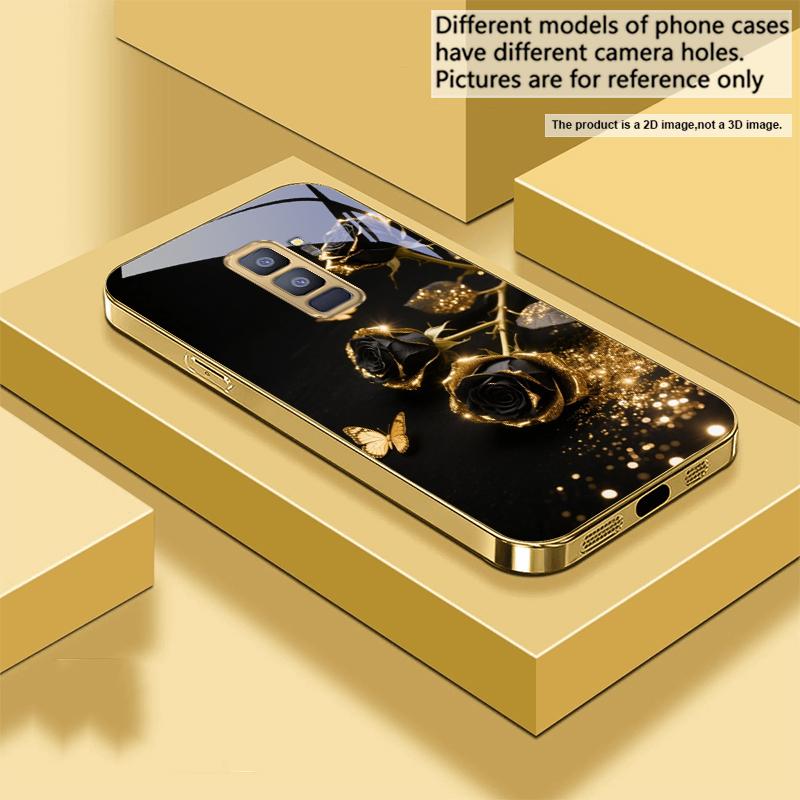 

Черные и золотые розы Для Samsung Galaxy S26 S20 FE S21 S22 S23 Plus S24 Ultra 25Ultra S21+ S9 S22 S8 Золотой стеклянный чехол для телефона Galaxy S26