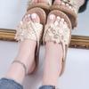 Fashion Summer Retro Trend Women's Slippers Fashion Braids Floral Clip Toe Flat Sandals Casual Beach Women's Shoes Flip Flops Sandals