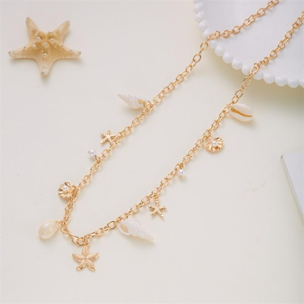 Shell Imitation Pearl Body Chain Adjustable Beads Belly Chain Retro Starfish Waist Chain Ladies